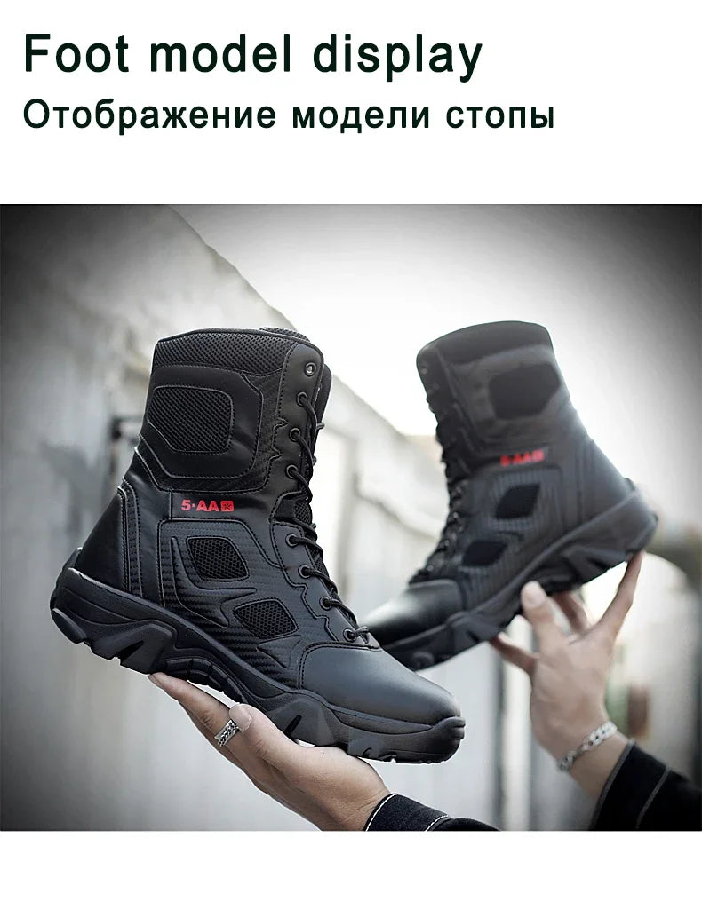 Men's Shoes Winter Men Combat Tactical Boots 2026 New Work Safety Shoes for Men Sneakers Fashion Waterproof Motorcycle Boots