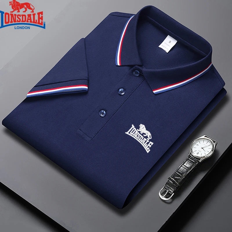 Embroidered LONSDALE New Summer Polo Shirt Men High Quality Men Short Sleeve Top Business Casual Hot Selling Polo-shirt for Men