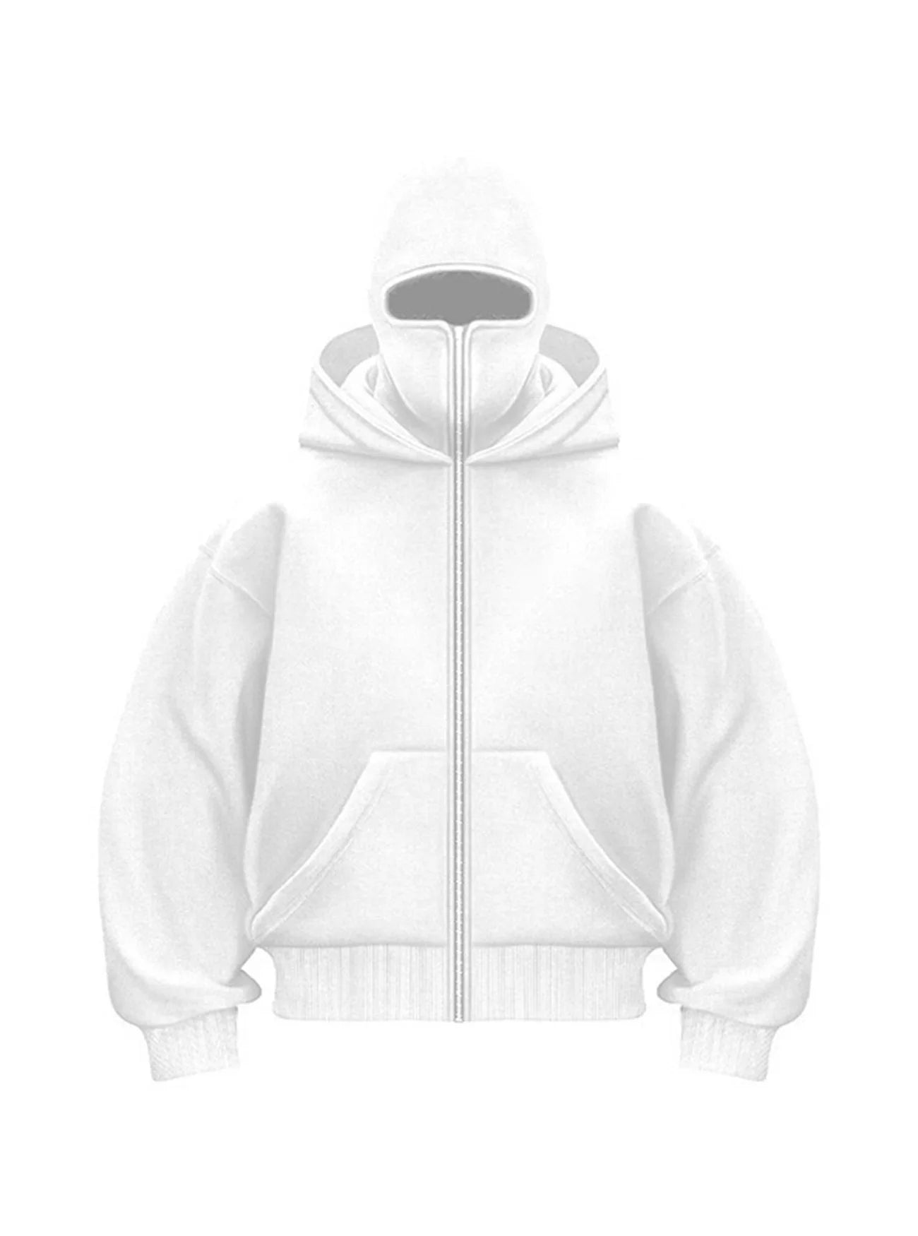 Men's Full Zip Hoodie with Built-in Face Mask Balaclava Techwear Sweatshirt with Crossbody Strap Tactical Streetwear Top