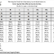 Zanzea size chart for shirts with measurements in various units.
