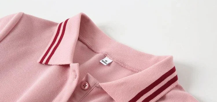 Polo Neck Shirt for Women Button 100℅ Cotton White Embroidery Baggy Woman T Pulovers High Quality Korean Popular Clothes Youth