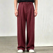 Wine red wide-leg pants shown on a white background
