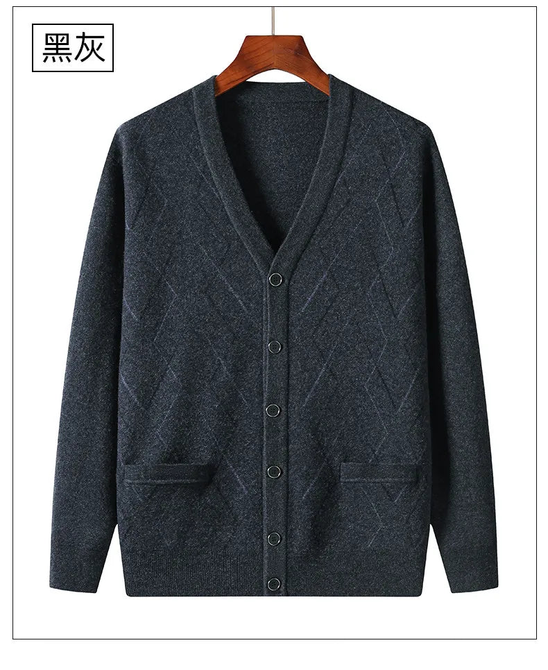 Men’s V-Neck Button-Front Knit Cardigan