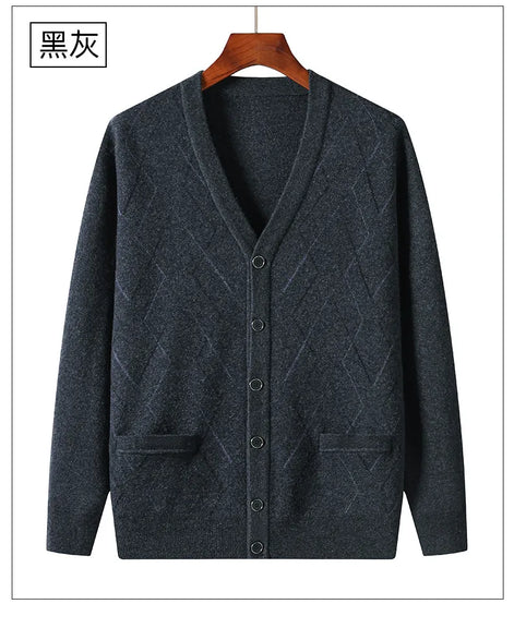 Men’s V-Neck Button-Front Knit Cardigan
