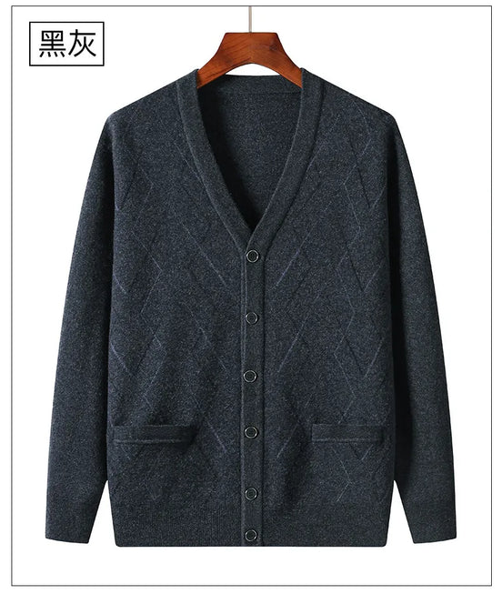 Men’s V-Neck Button-Front Knit Cardigan