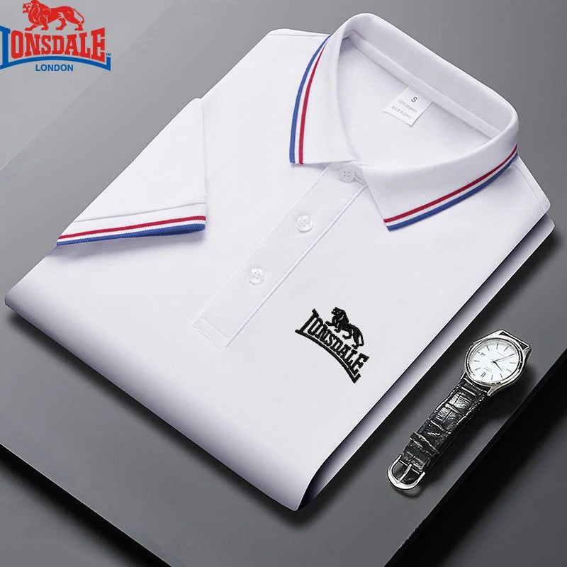 Embroidered LONSDALE New Summer Polo Shirt Men High Quality Men Short Sleeve Top Business Casual Hot Selling Polo-shirt for Men