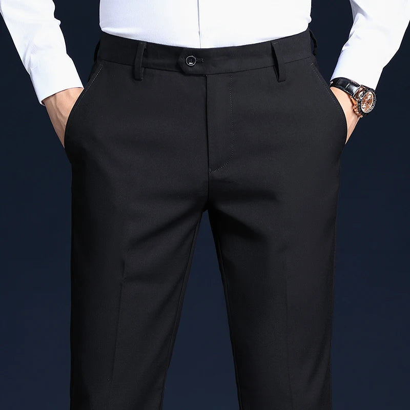 Top Grade Wrinkle Free New Brand Fashion Suit Pant Business Office Trousers For Men Dress Pants Straight Trousers Men's Clothing