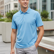Blue polo shirt on a white background