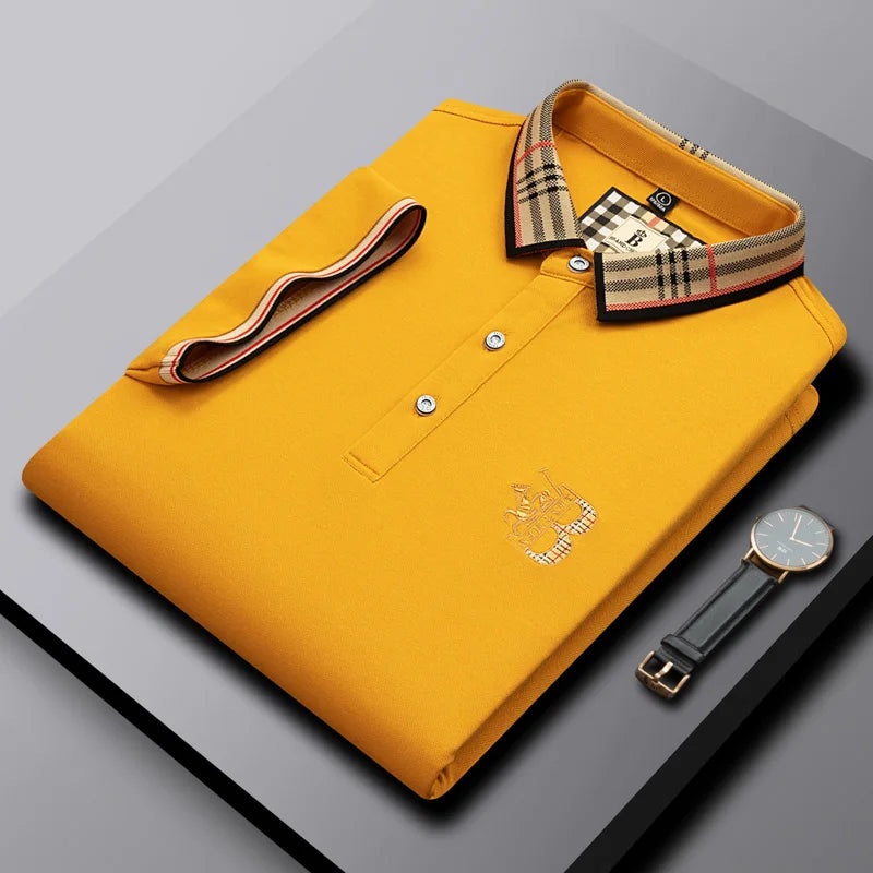 Summer men's fashion casual short sleeved polo shirt high-end boutique embroidered top comfortable and breathable lapel T-shirt