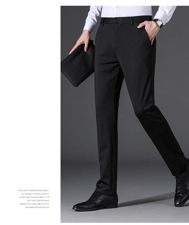 Top Grade Non-ironing New Brand Casual Korean Fashion Relax Fit Long Dress Pants Straight Business Trousers Mens Clothing 2026