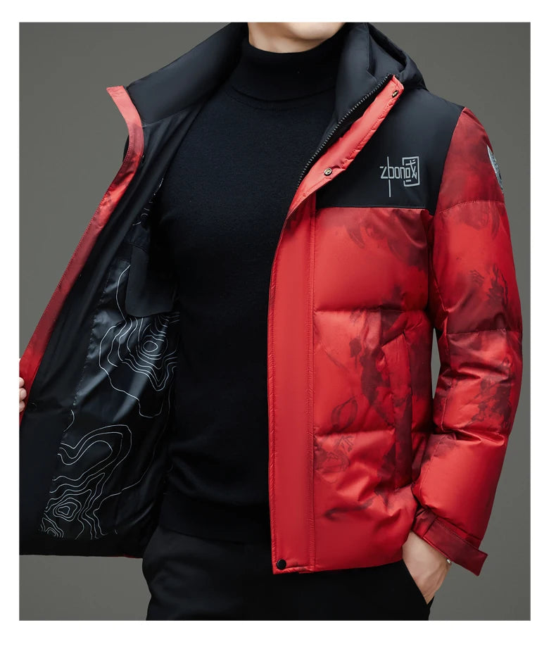 High End Winter Hooded Fashion Warm 85% Duck Down Filled Mens Jacket Casual Designer Feather Outerwear Windbreaker Puffer Coats