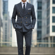 Man wearing a black suit with a blurred background