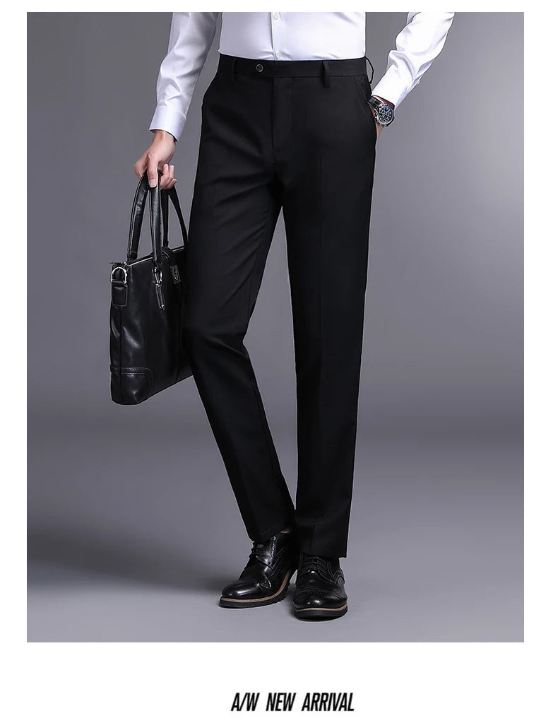Top Grade New Brand Fashion Relax Fit Suit Pant Office Trousers For Men Dress Pants Business Straight Trousers Men's Clothing