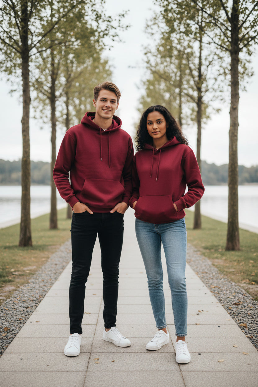 Maroon hoodie on a white background