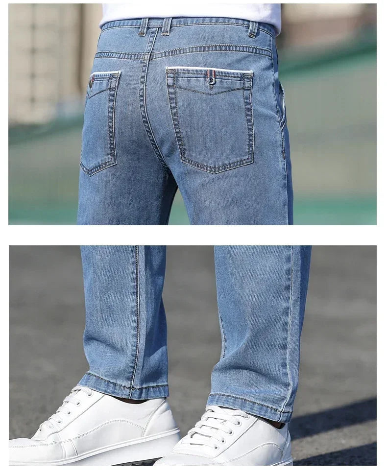 Close-up of blue jeans with a blurred background