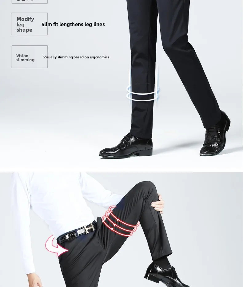 Premium Anti-wrinkle Non-ironing New Brand Casual Fashion Stretch Men Dress Pants Comfortable Business Office Long Suit Trousers