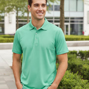 Green polo shirt on a white background
