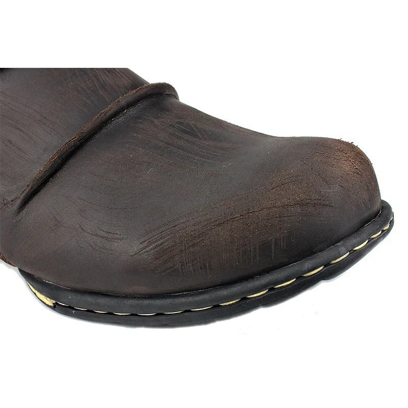 Men's Ankle Boots High Quality Cowboy Boots Men Metal Buckle Side Zipper Motorcycle Boots Gothic Boots Retro Western Boots