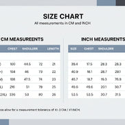 Size chart comparing US and CN sizes with measurements in centimeters and inches.