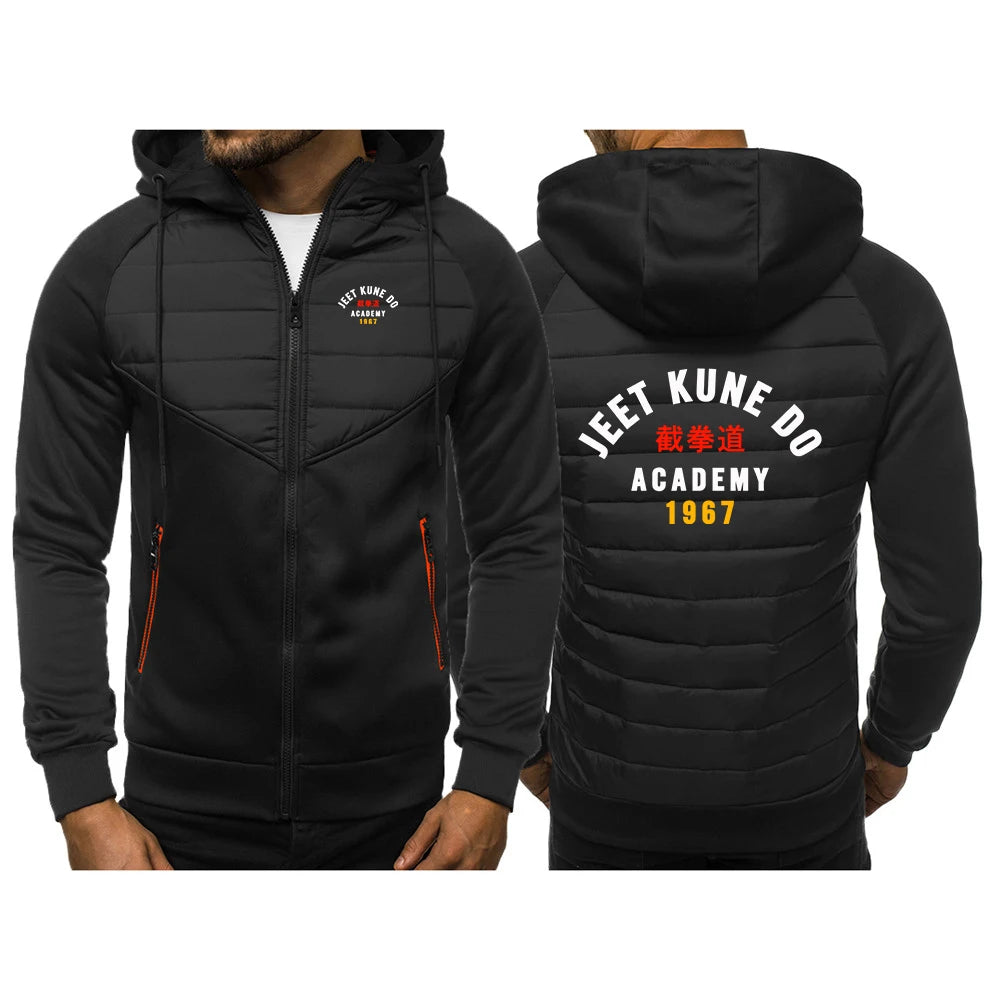 Jeet Kune Do Martial Artist Wing Chun Men's stand up collar cotton coat solid color street casual zipper jacket hoodies jacket