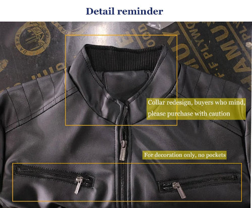Gray jacket with collar redesign feature on a textured background