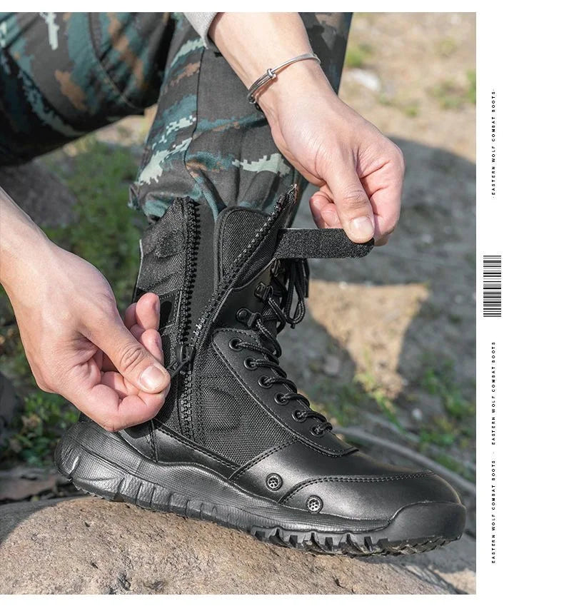 LAHORS® Brand Lightweight Cowhide Leather Tactical Boots Men's Boots Desert Combat Boots Outdoor Hiking Boots Ankle Shoes Men