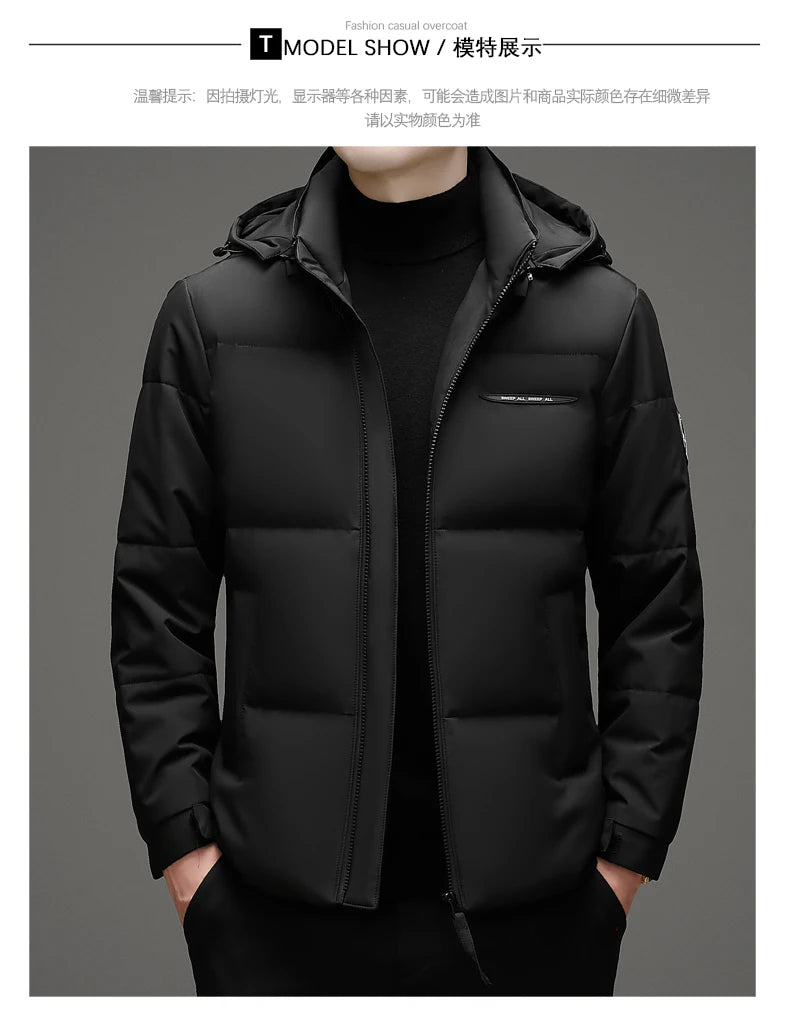High End White Duck Down Casual Fashion Men Down Jacket Hooded Outerwear Winter Warm Designer Parkas Puffer Feather Coats