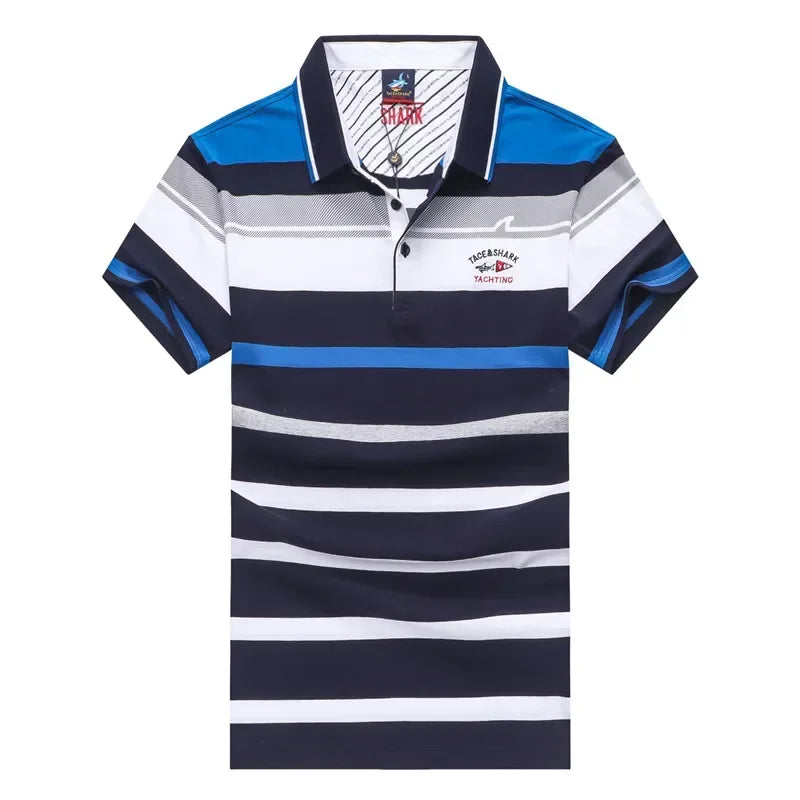 TACE&SHARK Brand 2018 Fashion Personality Mens Shark Embroidery Polo Shirt Homme Yellow Red Polos Flag High Quality Clothing