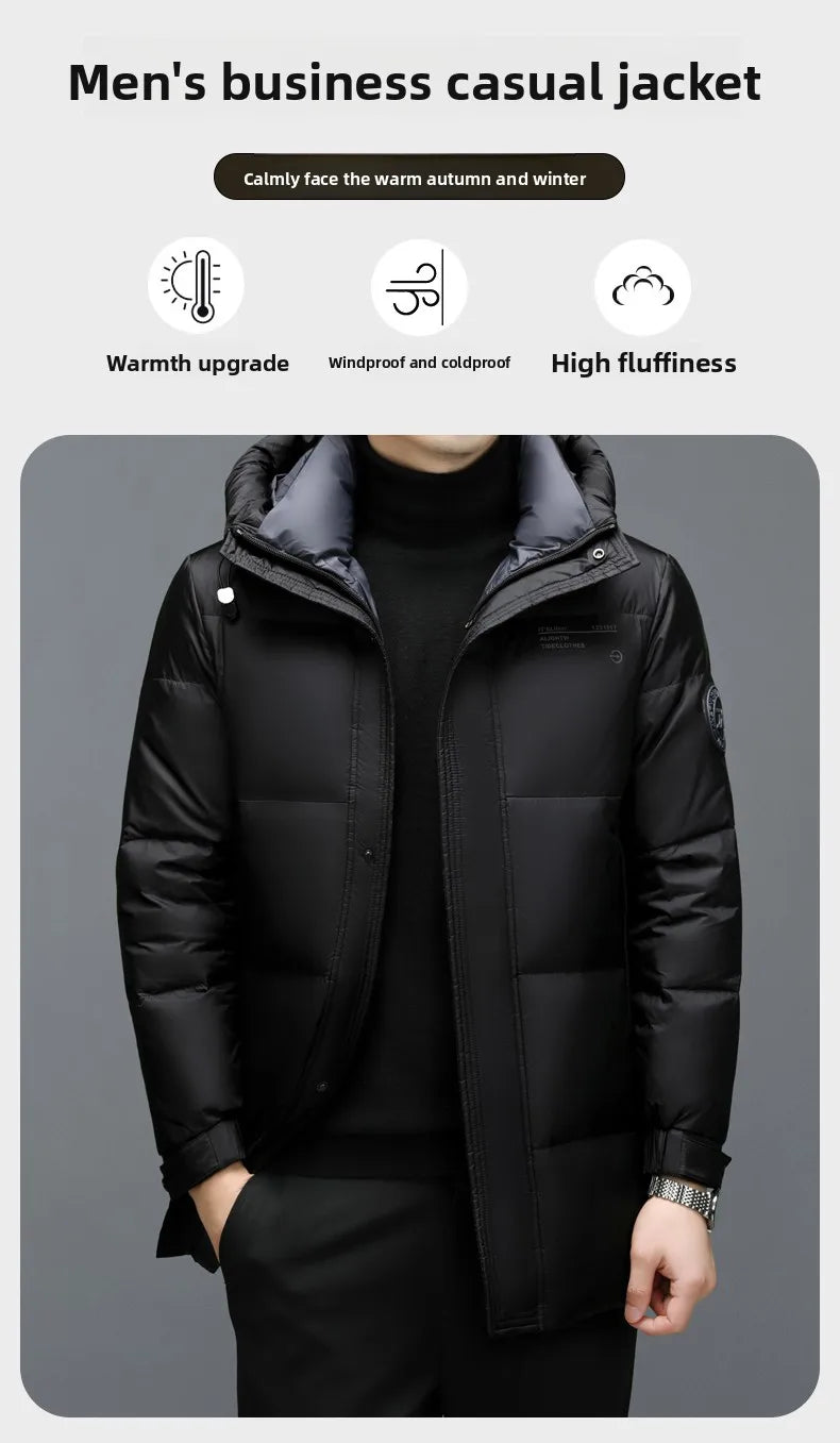 High End Long Thick New Brand Casual Fashion Winter Down Jacket Men Hooded Warm Street Parkas Feather Windbreaker Puffer Coats