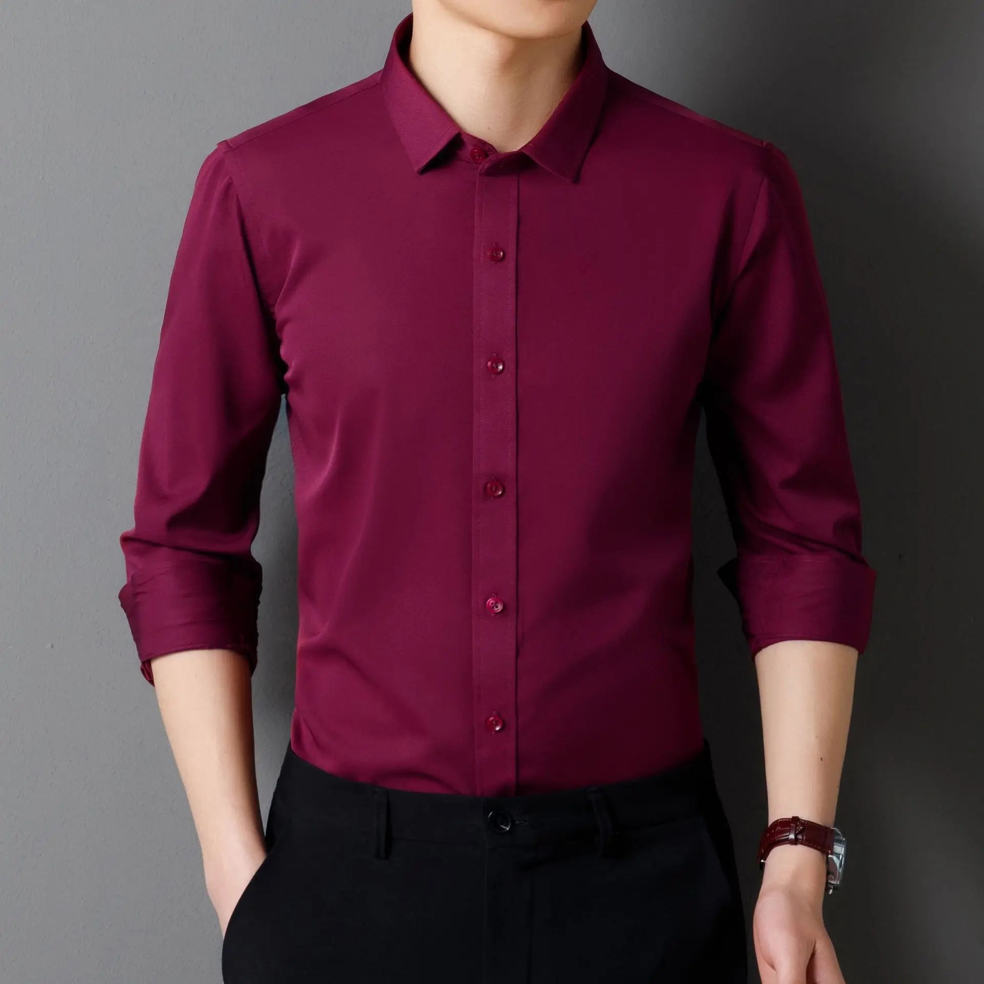 Non-ironing High-end Long-sleeved White Shirt Business Anti-wrinkle Dress Shirt Excellent High-quality Work Business Clothes