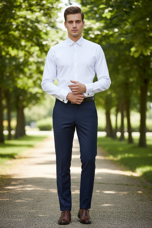 White dress shirt with cufflinks on a neutral background