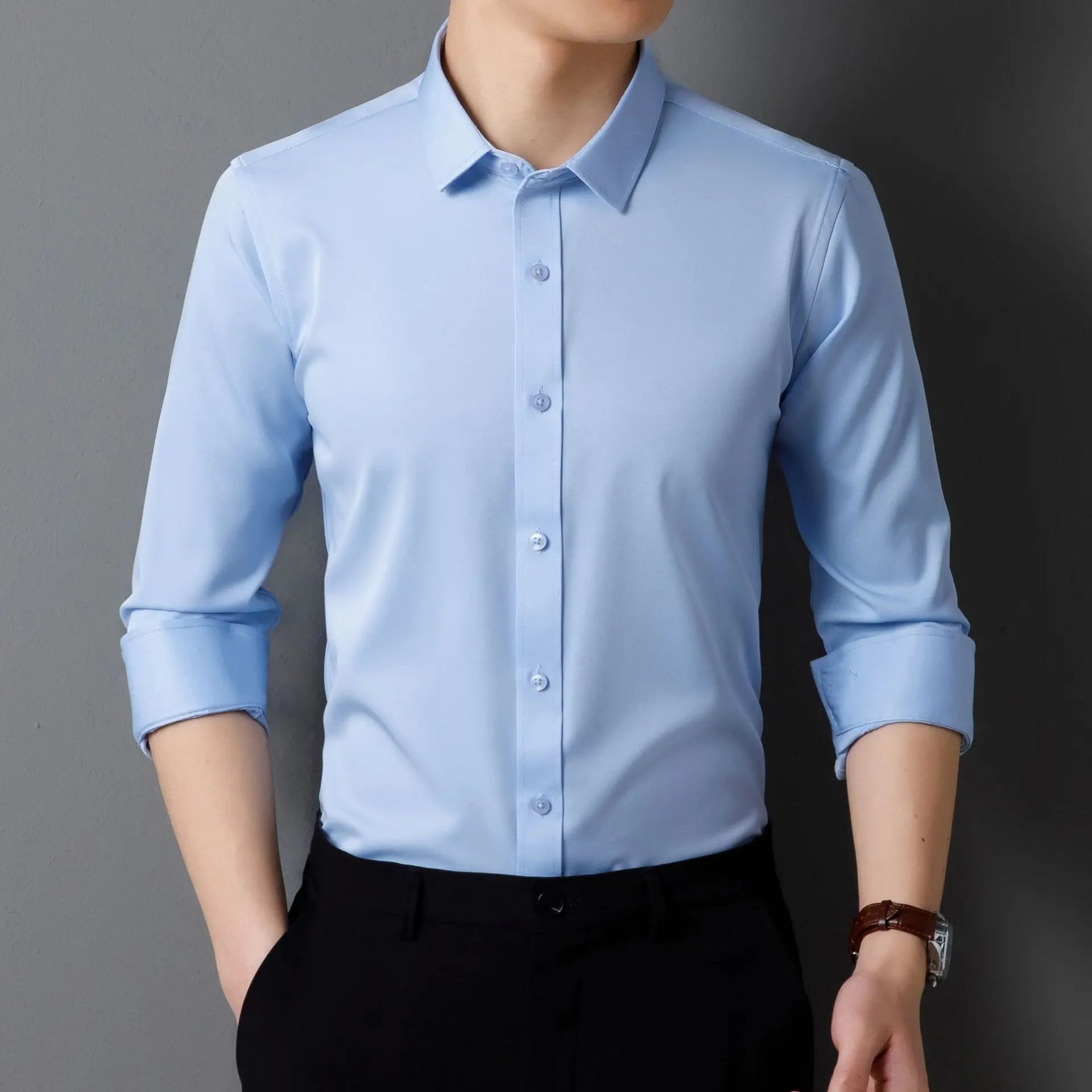 Non-ironing High-end Long-sleeved White Shirt Business Anti-wrinkle Dress Shirt Excellent High-quality Work Business Clothes