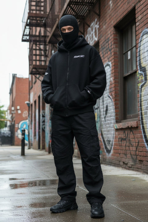 Black hoodie with Reebok logo on a white background