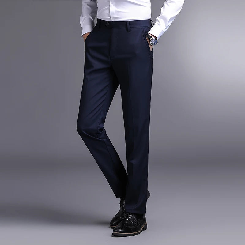 Top Grade New Brand Fashion Relax Fit Suit Pant Office Trousers For Men Dress Pants Business Straight Trousers Men's Clothing