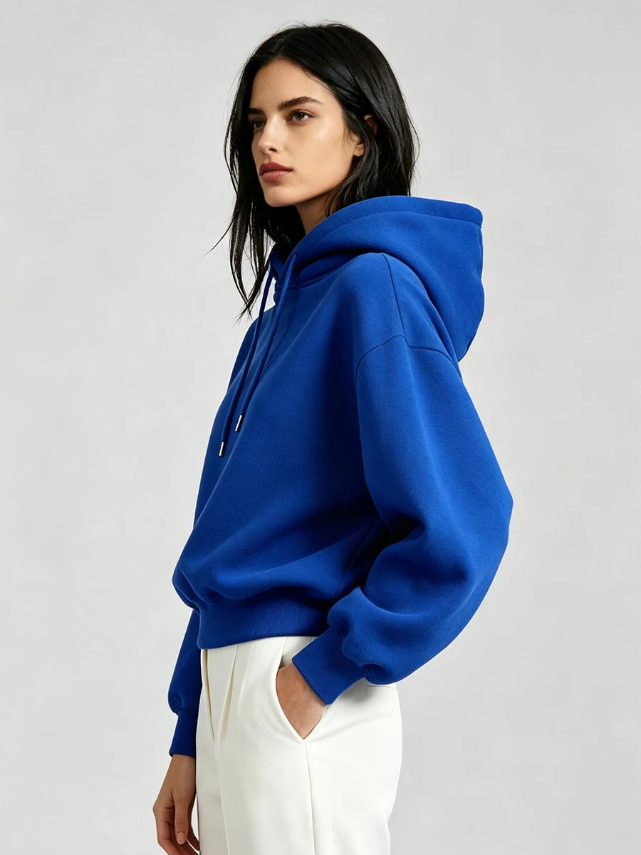 LIMO Women Hoodie Drawstring Pullover Long Sleeve Cuffed Hem Loose Oversized Casual  Lined Daily Basic Sweatshirt Tops