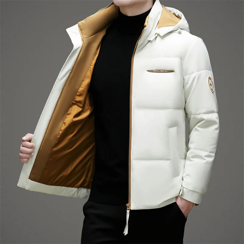 High End White Duck Down Casual Fashion Men Down Jacket Hooded Outerwear Winter Warm Designer Parkas Puffer Feather Coats