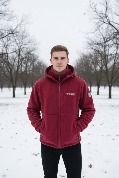 Red jacket with brand logo on a white background