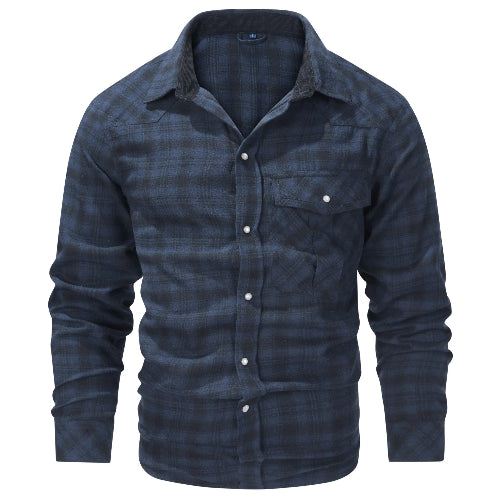 Blue plaid shirt on a white background
