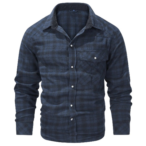 Blue plaid shirt on a white background