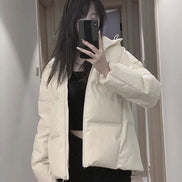 Autumn Winter Cotton-Padded Jacket for Women Thickened Warm Hooded Puffer Parkas Korean Casual Long Sleeve Down Cotton Outwear