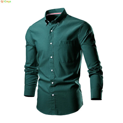 Green shirt with buttons on a white background