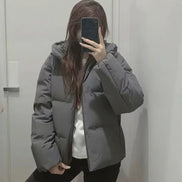 Autumn Winter Cotton-Padded Jacket for Women Thickened Warm Hooded Puffer Parkas Korean Casual Long Sleeve Down Cotton Outwear