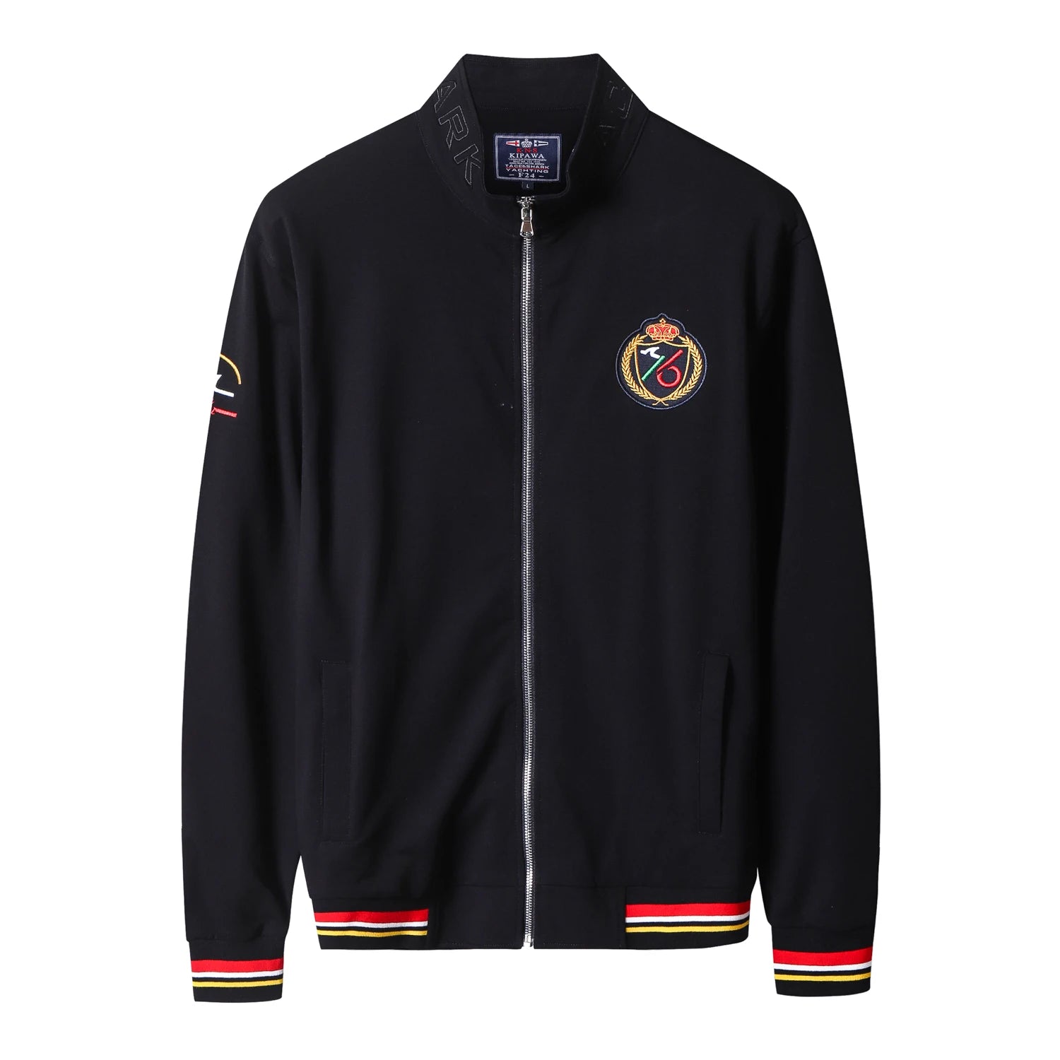 TACE&SHARK Casual Cotton Blue White Military Jacket Coats Fashion Zipper Jackets Men Embroidery Outerwear Clothing