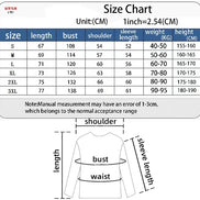 Size chart for clothing with measurements in centimeters and inches.