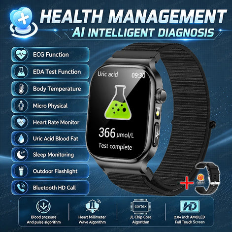 New Hospital Level Health Smart Watch Body Fat ECG Blood oxygen BP Health