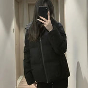 Autumn Winter Cotton-Padded Jacket for Women Thickened Warm Hooded Puffer Parkas Korean Casual Long Sleeve Down Cotton Outwear