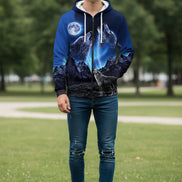Hoodie with wolf and moon design on a white background