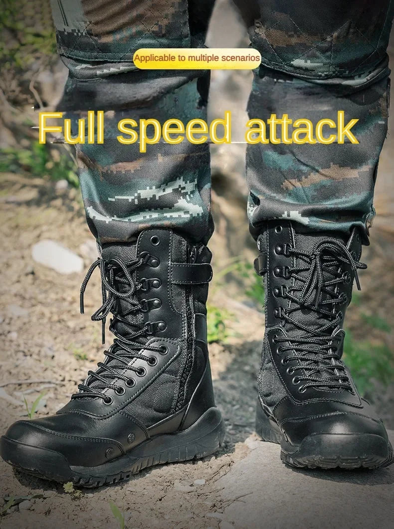 LAHORS® Brand Lightweight Cowhide Leather Tactical Boots Men's Boots Desert Combat Boots Outdoor Hiking Boots Ankle Shoes Men