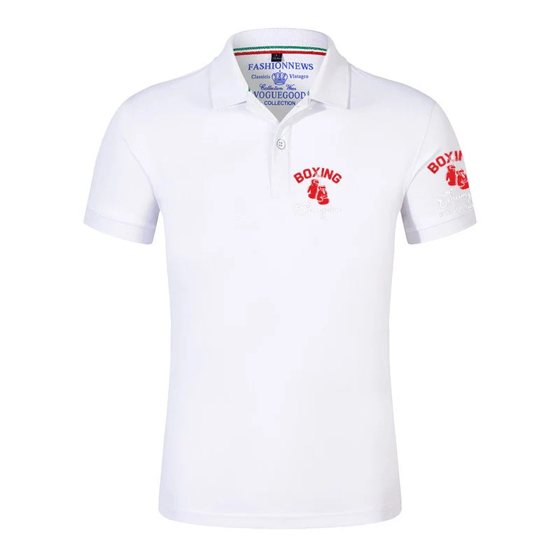 King of The Ring Boxing Champion GYM Summer Comfortable Breathable Short Sleeve Top Solid Color Versatile Polo Shirt