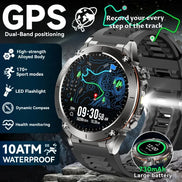Smartwatch with GPS and outdoor features on a dark background